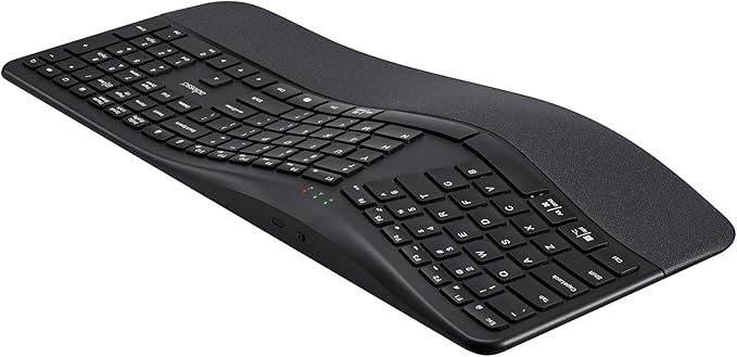 Adesso WKB-7500CB Wireless Ergonomic Keyboard and Mouse Combo with Copilot AI Hotkey Scissor Switch Keys Split Keyframe Design Adjustable DPI Optical Mouse for Windows Mac PC Laptop Black