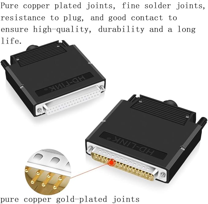 Thinner DB37 Solderless RS232 D-SUB Serial to 37-pin Port Terminal Male Adapter Connector Breakout Board with Case Long Bolts Tail Pipe