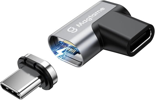 Magtame Magnetic 90 Degree USB-C Male to USB-C Female Adapter, 240W Right Angle 40Gbps Data Transfer 4K Video Output Compatible with ROG Ally, Steam Deck, Switch, iPhone 15/15 Pro Max Black
