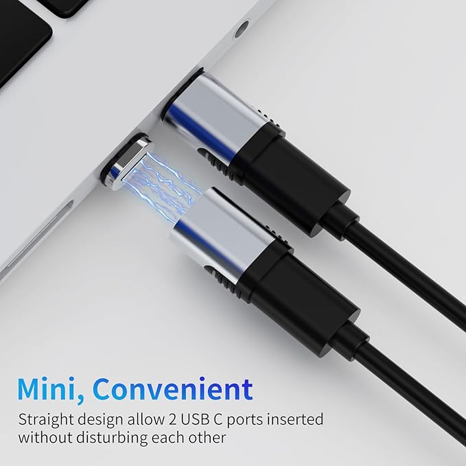 240W USB C Magnetic Adapter, (2 Pack 2 Plugs) Magnetic USB C Adapter Right Angle 24Pin, USB4 40Gbps 8K 60Hz for Thunderbolt 3/4, MacBook Pro/Air,Steam Deck, PS5