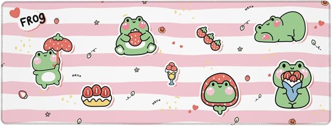 Cute Frog Mouse Pad XL Large Mousepad Non Slip Rubber Base Desk Mat for Laptop Computer Gaming 31.5" X 12"