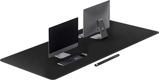 Cacoy 70.9x31.5 Inches Faux Leather Desk Pad Blotter, Waterproof Table Protector Mat, Large Gaming Computer Mouse Pad, Office and Home Desk Matt for Desktop, Black