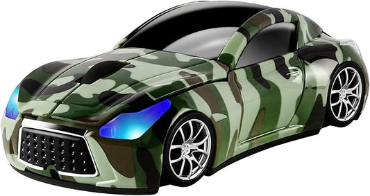 elec Space Cool Sport Car Shape 2.4GHz Wireless Mouse Optical Cordless Mice with USB Receiver for PC Laptop Computer 1600DPI 3 Buttons