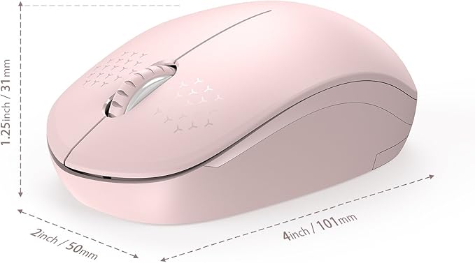 seenda Wireless Mouse for Laptop, 2.4G Noiseless Mouse with USB Receiver - Optical Tracking Portable Computer Mice for Chromebook, PC, Tablet, Windows System, 24 Months Battery Life - Pink