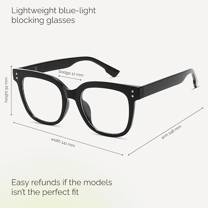 miyya Blue Light Glasses for Women & Men – Oversized UV & Blue Light Blocker Chunky Frames, Stylish Eyewear Accessories