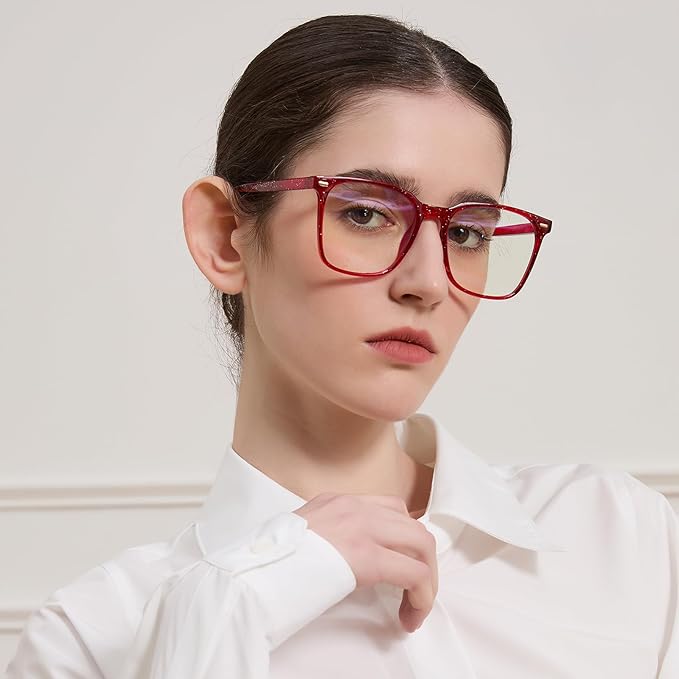 Oversized Square Blue Light Blocking Glasses for Women Men, Anti-Fatigue Computer Monitor Glasses Reduce Eye Strain