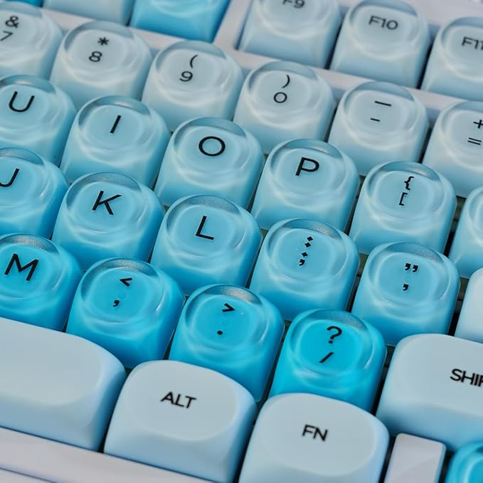 Sumgsn 132 Keys PBT Blue Jelly Keycaps Moa Profile Keycaps Set Fit for 61/64/87/104/108 Cherry Mx Switches Mechanical Keyboard
