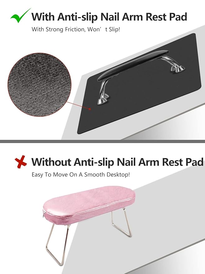 (MAT ONLY) Nail Art Table Mat, Nail Arm Rest Pad for Acrylic Nails, Soft Microfiber PU Leather Nail Mat for Table, Foldable Nail Hand Rest Pillow Manicure Pad, Acrylic Nail Desk Mat for Nail Cushion