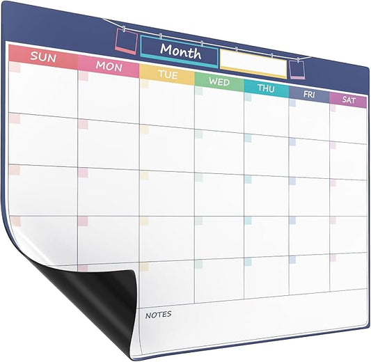 MaxGear Magnetic Monthly Calendar Dry Erase Board for Refrigerator, 11"x14" Whiteboard for Fridge Magnet Board Erasable Fridge Planner Whiteboard Calendar for Adults, No Accessories