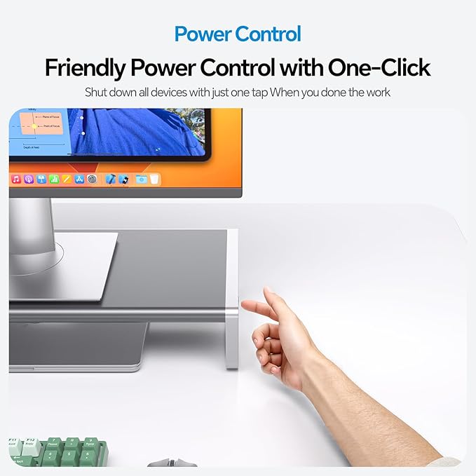 MacBook Docking Station Monitor Stand, 13-in-1 USB C Laptop Docking Station with 6 USB A/C Ports (Data & Max 60W Charging), 4K HDMI, SD/TF, 3.5mm Audio, Ethernet for MacBook, Windows