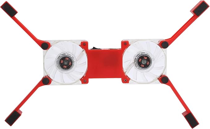 Laptop Cooling Pad,DR-S02 Folding Laptop Cooler with Dual Fans,Portable USB Powered Notebook Radiator Cooler Stand Cooling Base with Anti‑Skid Mount(red)