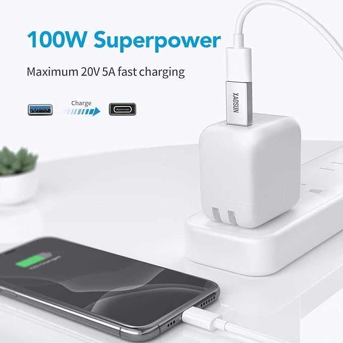 XAOSUN [10Gbps] USB C Female to USB Male Adapter (2-Pack), 3.1 USB A to C Adapter, One-Sided SuperSpeed Data Sync & 100W Fast Charging for iPhone 17/16 Plus Pro Max, Laptop, Charger, Quest Link, etc.