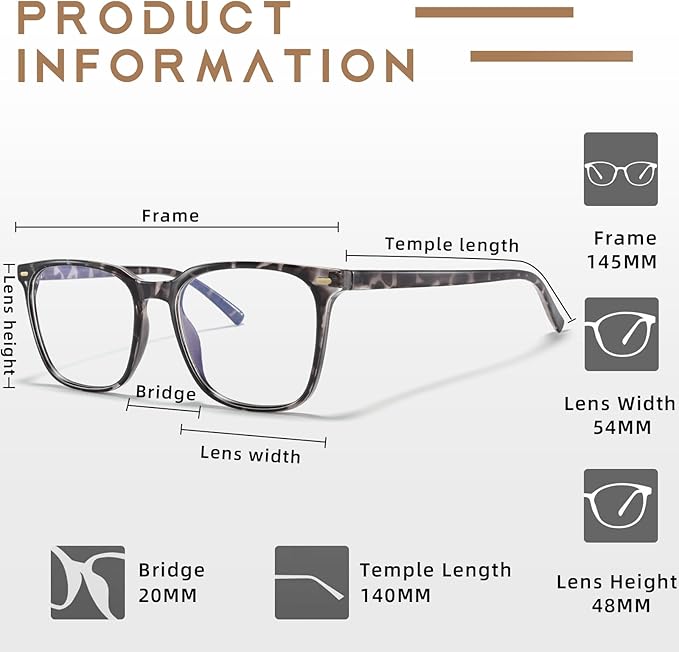 Oversized Square Blue Light Blocking Glasses for Women Men, Anti-Fatigue Computer Monitor Glasses Reduce Eye Strain