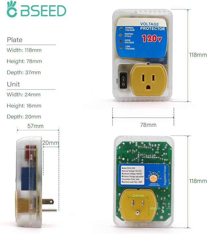 [ETL Listed] BSEED Electronic Surge Protector for Home Appliance,Voltage Protector Suit for Refrigerators and Freezers, Voltage Brownout Outlet 120V 15A,1800Watts(4 Pack)