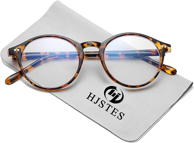 HJSTES Vintage Blue Light Glasses for Women Men Round Bluelight Blocking Glasses Thick TR90 Frame Eyeglasses
