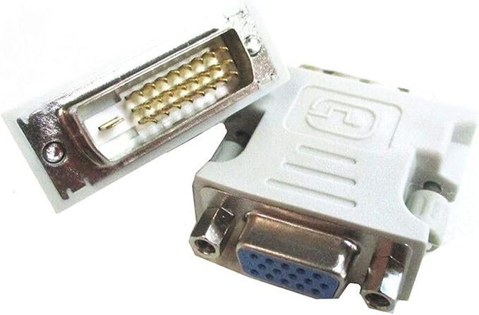 DVI to VGA Adapter DVI-I 24+1 Male to VGA 15 Female Adapter Supports 1080P Full HD for Computer, PC Host, Laptop, Graphics Card to HDTV, LG HP Dell Monitor and Projector(2 Pack)-White