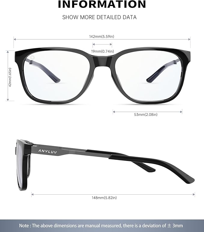 ANYLUV Blue Light Glasses for Men, Lightweight Computer Gaming Glasses, Stylish Anti Eyestrain Blue Light Blocking Men