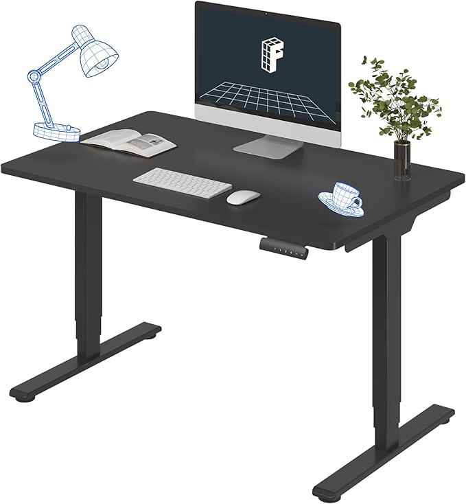 FLEXISPOT E6 3-Stage Dual Motor Electric Standing Desk 48 x 30 Sit Stand Up Desk, Holds 220 lbs, Adjustable Height w/Memory Presets, One-Piece Black Desktop & Black Frame, Ships in 2 Boxes