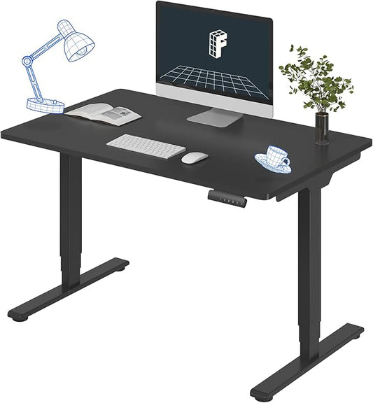 FLEXISPOT E6 3-Stage Dual Motor Electric Standing Desk 48 x 30 Sit Stand Up Desk, Holds 220 lbs, Adjustable Height w/Memory Presets, One-Piece Black Desktop & Black Frame, Ships in 2 Boxes