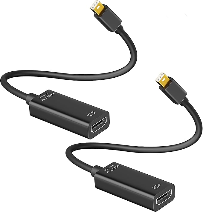 4K Mini DisplayPort to HDMI Adapter 2 Pack, 4K@30Hz Mini DP to HDMI Adapter, Gold-Plated Thunderbolt to HDMI Converter Compatible with MacBook Air/Pro, Microsoft Surface Pro/Dock, Monitor, Projector
