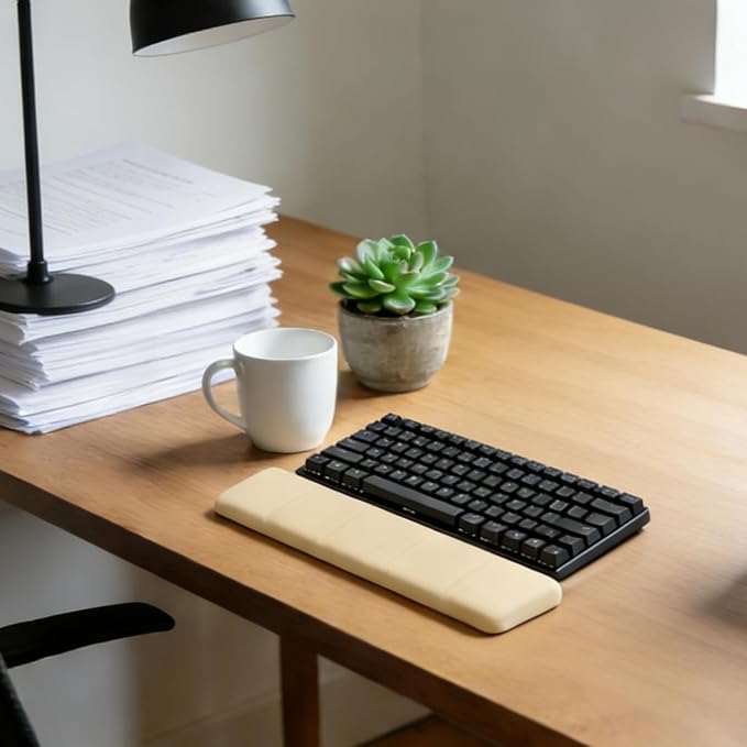 Memory Foam Keyboard Wrist Rest - Ergonomic Support for Laptop & Mac, Comfortable Wrist Pad for Pain Relief, Non-Slip Base, Typing & Gaming Cushion for Office, Home, 60% 75% 87 Key Keyboard Support