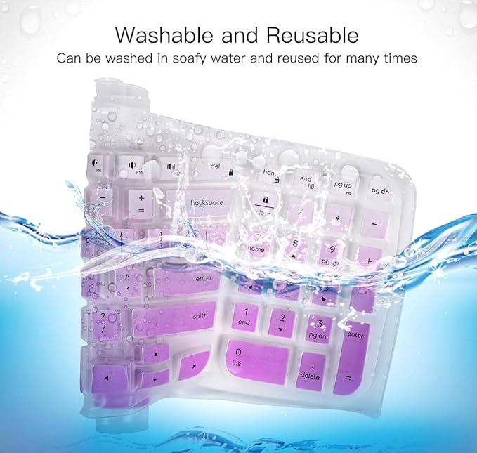 Keyboard Cover Skin for Logitech Wave Keys MK670 Combo Keyboard Skin, Logitech Wave Keys Wireless Ergonomic Keyboard Cover Protector Skin Accessories, Ombre Purple