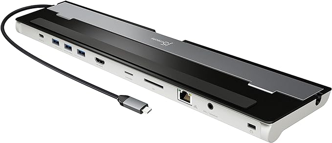 j5create USB-C 4K HDMI Docking Station (9-in-1), 4K HDMI, 5Gbps USB-A x3, Card Reader, PD 100W, Gigabit Ethernet, Combo Audio Jack, for MacBook, and Windows USB-C Laptop (JCD533)