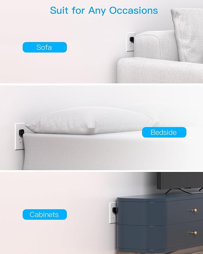 Black Flat Plug Power Strip, HANYCONY 6 Ft Ultra Thin Flat Extension Cord, 3 Outlets 3 USB Ports(2 USB C) Multi Plug Outlet Extender with No Surge Protector for Cruise Ship Travel Dorm Room Essentials