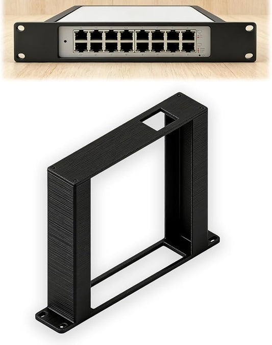 10-Inch Rack Mount Bracket for Unifi Usw-Lite-16-PoE, Compact Rack Shelf, Includes Screws for Easy Installation (Black)