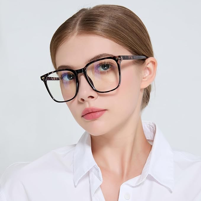 Oversized Square Blue Light Blocking Glasses for Women Men, Anti-Fatigue Computer Monitor Glasses Reduce Eye Strain