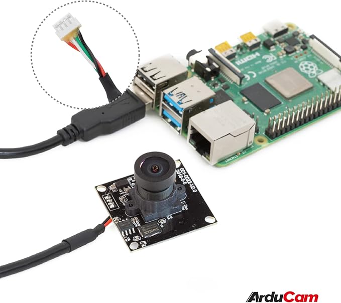 Arducam 5MP Wide Angle USB Camera for Computer, 1/4" CMOS OV5648 Mini UVC USB2.0 Video Webcam with Microphone, with 3.3ft/1m Cable