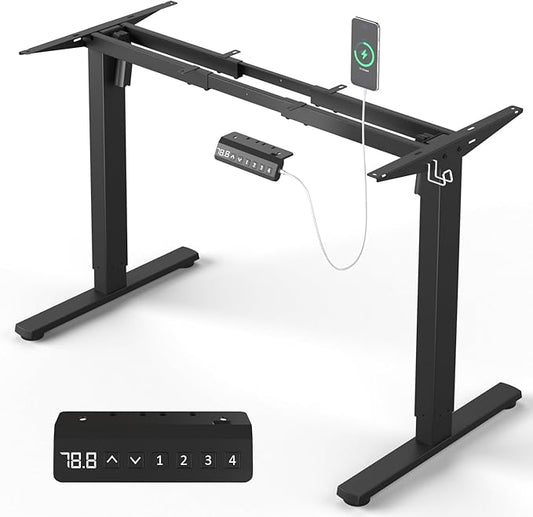 330 lbs Capacity Dual Motor Electric Standing Desk Frame, Height Adjustable Sit Stand up Desk Legs Base Workstation, Anti-Collision Function, 2 Hooks, Black Frame Only