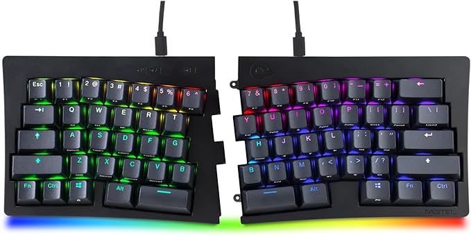 BAROCCOMiSTEL MiSTEL MD600 Alpha BT RGB, Split Keyboard, Ergonomic Mechanical Keyboard, 60%, PBT Double Shot Keycap (Transparent), Bluetooth5.0, Mac/Windows OS Compatible -Gateron G Pro Red