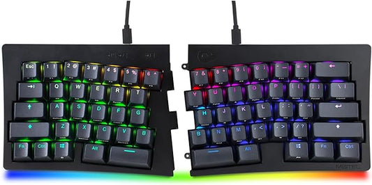 BAROCCOMiSTEL MiSTEL MD600 Alpha BT RGB, Split Keyboard, Ergonomic Mechanical Keyboard, 60%, PBT Double Shot Keycap (Transparent), Bluetooth5.0, Mac/Windows OS Compatible -Gateron G Pro Red