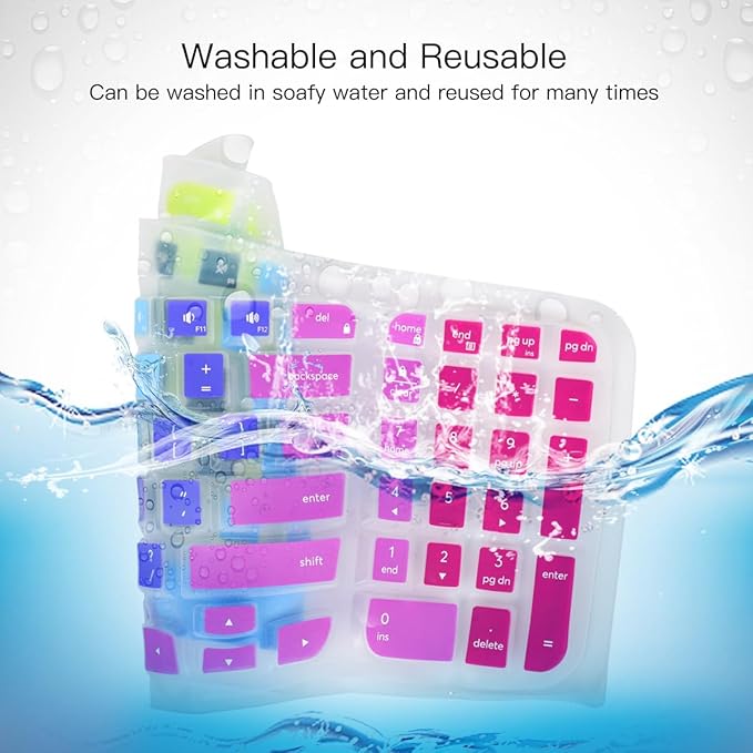 Keyboard Cover Skin for Logitech Wave Keys MK670 Combo Keyboard Skin, Logitech Wave Keys Wireless Ergonomic Keyboard Cover Protector Skin, Waves Key MK670 Accessories, Rainbow