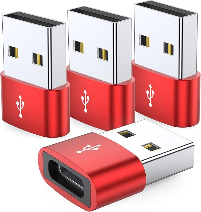 JXMOX USB C Female to USB Male Adapter 4-Pack,Type C to USB A Charger Adapter for Apple iWatch Watch Series 7 SE,iPhone 11 12 13 14 15 16 Pro Max,Samsung Galaxy S24 S23 S22,Google Pixel 6 XL,iPad Pro