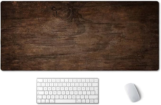 SSOIU Extended Gaming Mouse Pad (35.5x15.7 in), Large Non-Slip Rubber Base Mousepad with Stitched Edges, Waterproof Keyboard Mouse Mat Desk Pad for Work, Game, Office, Home - Texture of Bark Wood