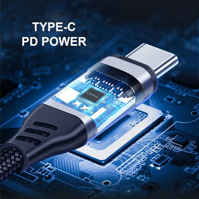 NFHK USB-C Type-C to Audio 3.5MM Dual USB 3.0 HUB Converter Multiport Adapter with Female 100W PD Power Port