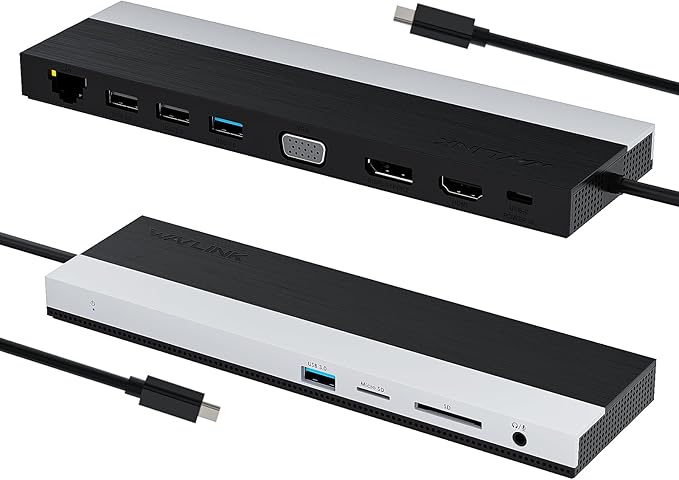 WAVLINK USB C Docking Station 3 Monitors, Triple Monitor Docking Station with HDMI DP VGA, USB C Laptop Dock with PD 100W Charging, Gigabit Ethernet, SD/TF, Audio for Windows Office