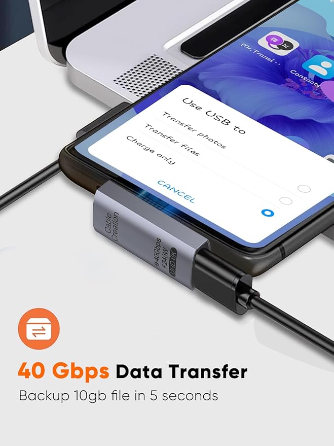CableCreation 90 Degree USB C Adapter 5 Pack, Right Angle USB C Male to Female Adapter 40Gbps 240W Compatible with Steam Deck, ROG Ally, Switch, Notebook, PC, Tablet, Phone and More, Middle Angle