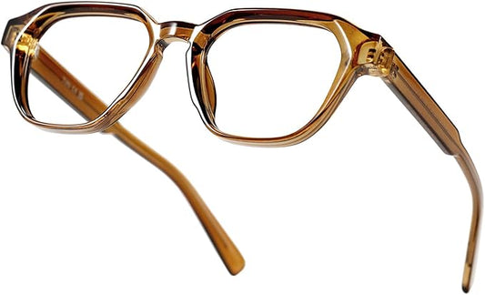 TIJN Blue Light Blocking Glasses, Anti Eyestrain UV Protection, TR90 Square Frame Glasses Chic Preppy Look for Women and Men