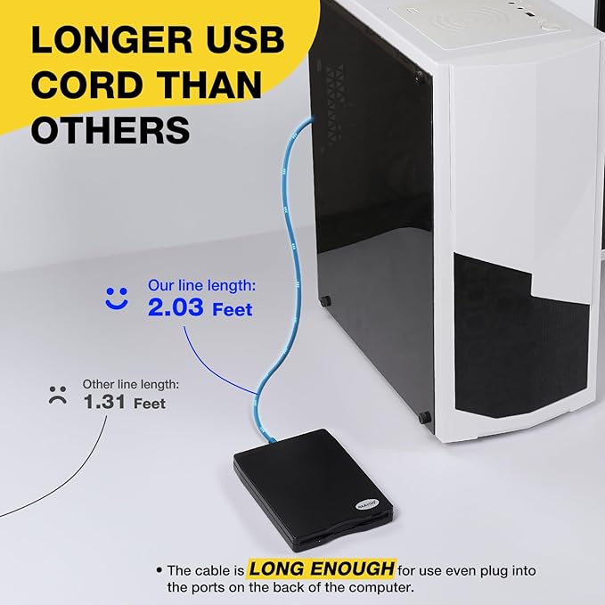 USB Floppy Disk Reader, 3.5 inch External Portable 1.44 MB FDD Floppy Disk Drive for Windows 11/10/8/7/2000/XP PC Laptop Desktop Notebook Computer