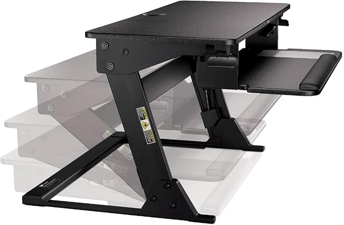 3M Precision Standing Desk Converter, Sit to Stand Ergonomic Work Station, Height Adjustable Desktop Riser, Black
