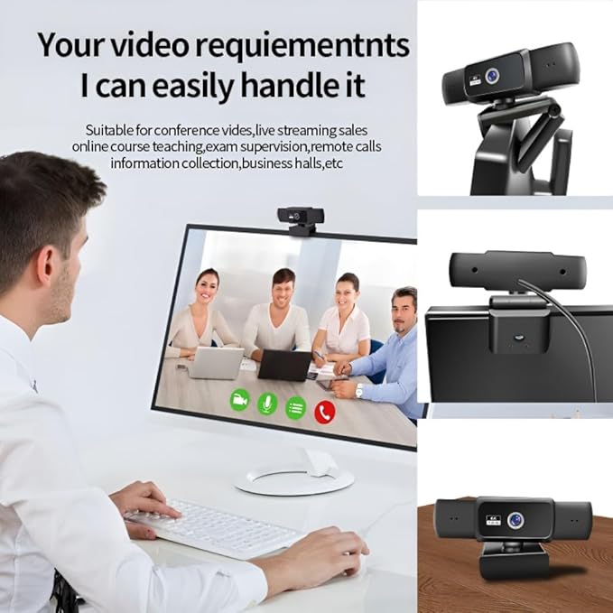Hprosper 2K Webcam with Microphone & Light Correction, Autofocus USB Computer Camera with Privacy Cover, Wide Angle for PC, Laptop, Mac, Zoom, Conference Room, Streaming, Gaming, Video Calls