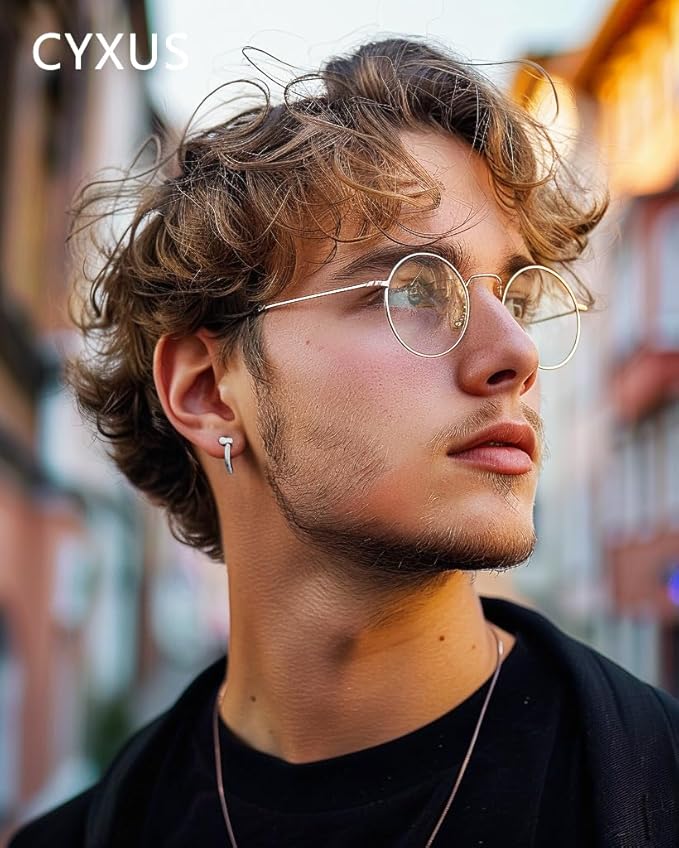 Cyxus Blue Light Glasses for Men and Women, Round Metal Frame Computer Eyeglasses for Office, Gaming, Reading 8090