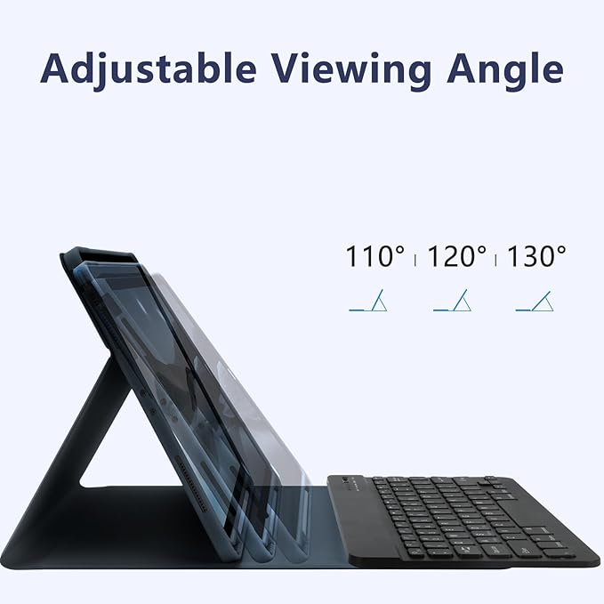 TQQ for iPad Air 13-inch (M4/M3/M2, 2026/2025/2024) & Pro 12.9 inch Case with Keyboard, Keyboard case for 12.9-inch iPad Pro 6th/5th Gen - with Pencil Holder for iPad Air 13-inch 2026 (Dark Blue)