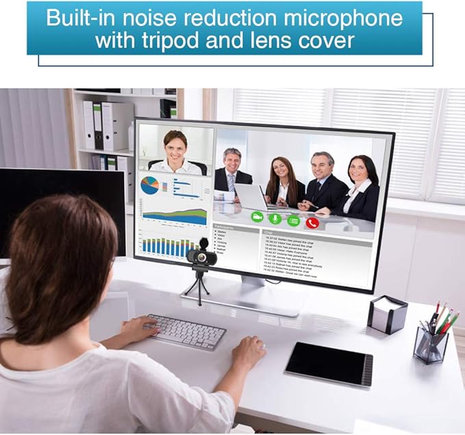 HZQDLN 1080P Webcam with Microphone, HD Webcam Web Camera with Tripod Stand, Widescreen USB Computer Camera, Streaming Mic Web cam for Online Calling/Conferencing,Facetime/YouTube Desktop Laptop PC
