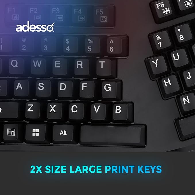 Adesso EasyTouch 150 Ergonomic Wired Mechanical Keyboard with Cherry MX Brown Switches, Integrated Palm Rest, Dedicated Copilot AI Hotkey, Full-Sized Layout with Numeric Pad for Comfortable Typing