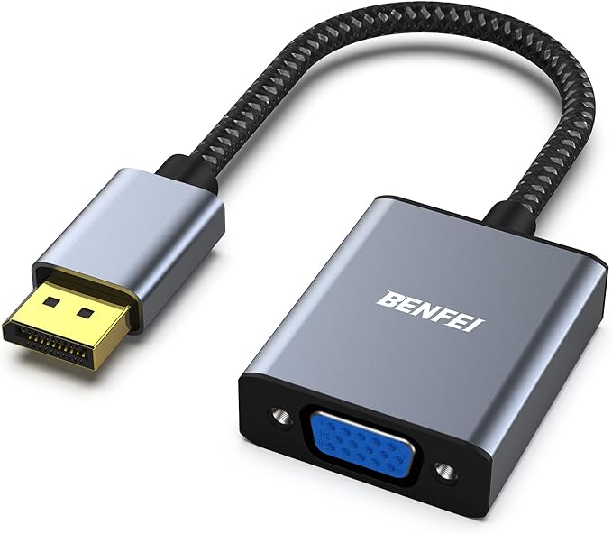 BENFEI DisplayPort to VGA Adapter, DisplayPort Input to VGA Output Adapter Compatible for Lenovo Dell HP and Other Brand[Gold-Plated Connectors, Aluminium Shell&Nylon Cable]