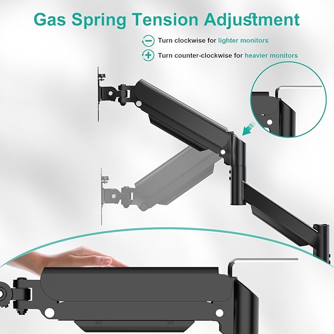 WALI Dual Monitor Mount for 17-32 inch Screens, Dual Monitor Arms for 2 Monitors Holds 19.8 lbs, Adjustable Gas Spring Dual Monitor Stand for Desk, VESA Mount 75x75/100x100mm (GSMP002), Black